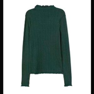 H&M Forrest Green Mock Neck Ribbed T…